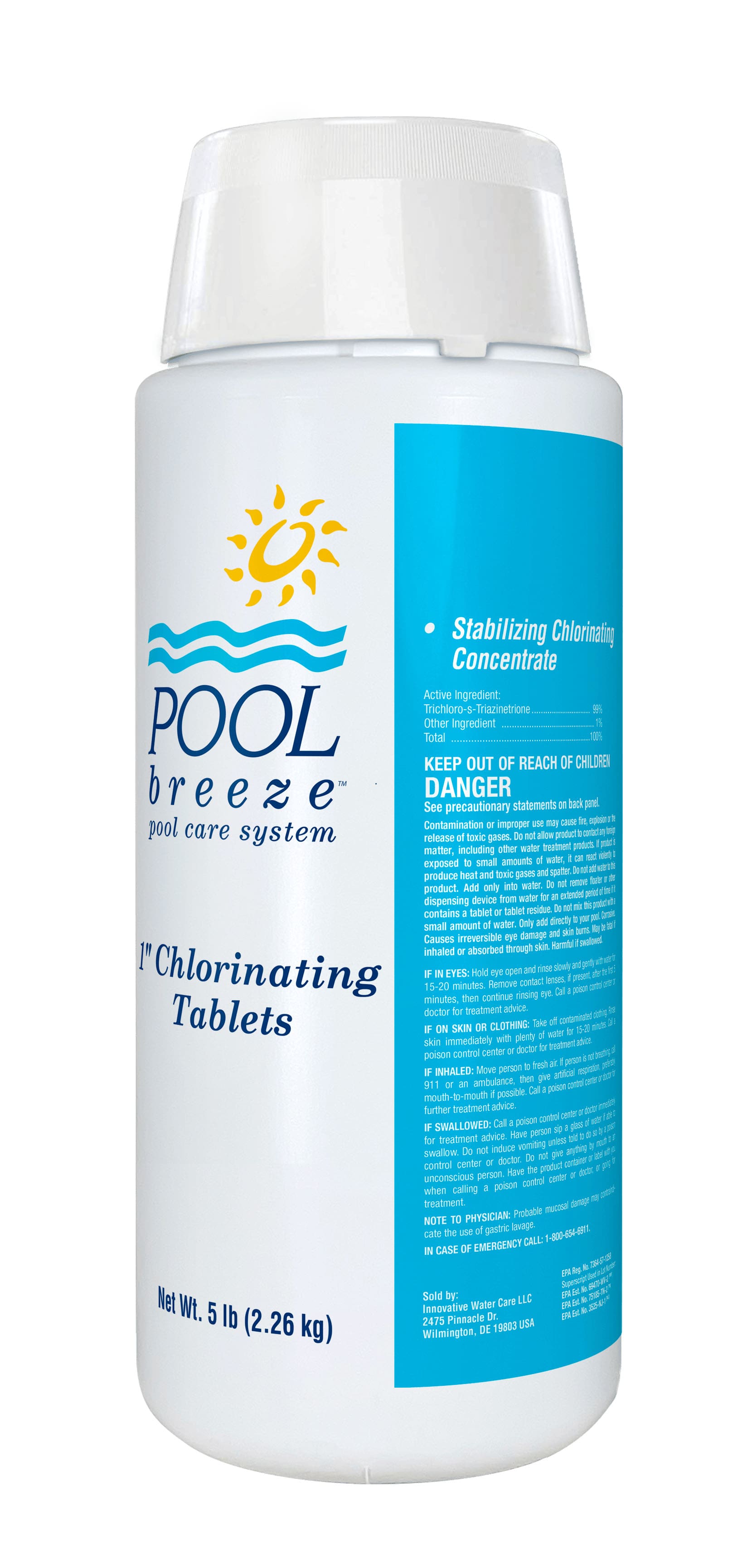POOL BREEZE 1" CHLORINATING TABLETS 1" TRICHLOR TABLETS 5 LB - product image