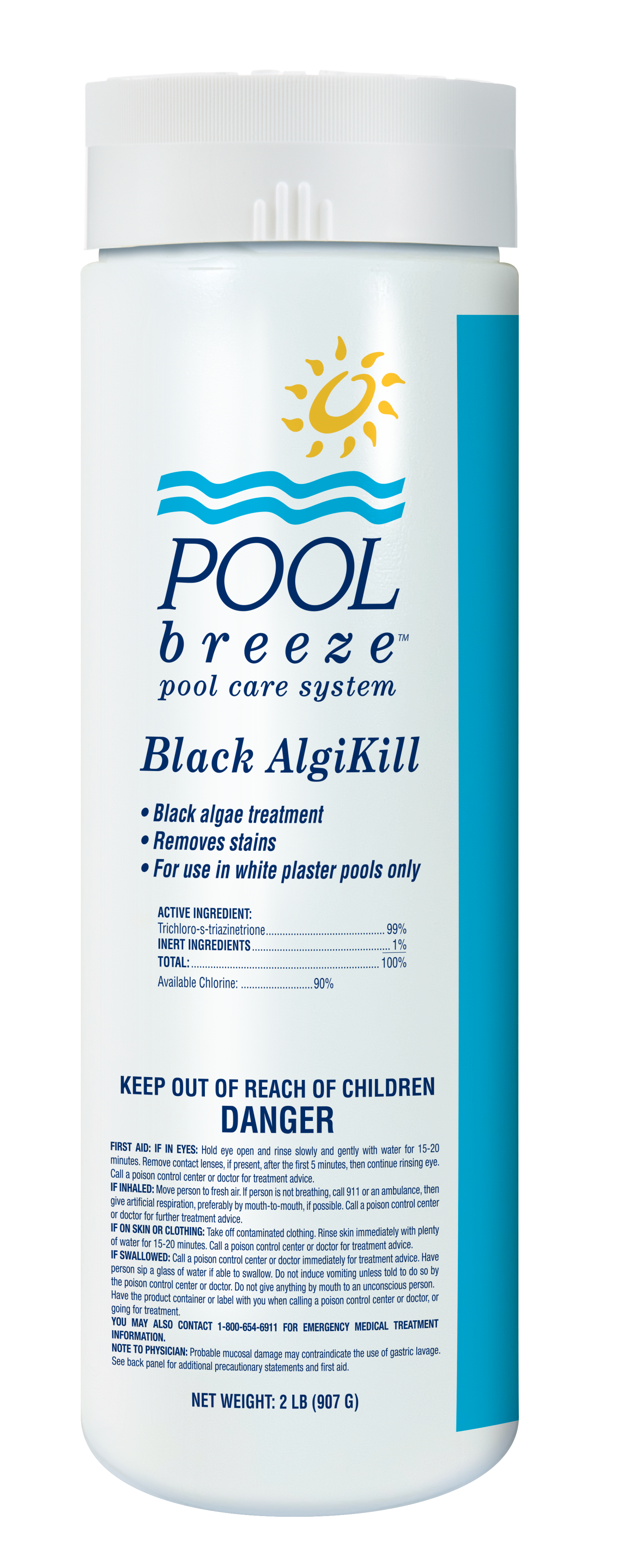 POOL BREEZE BLACK ALGIKILL 99% GRANULAR TRICHLOR - WHITE PLASTER POOLS ONLY 2 LB - product image