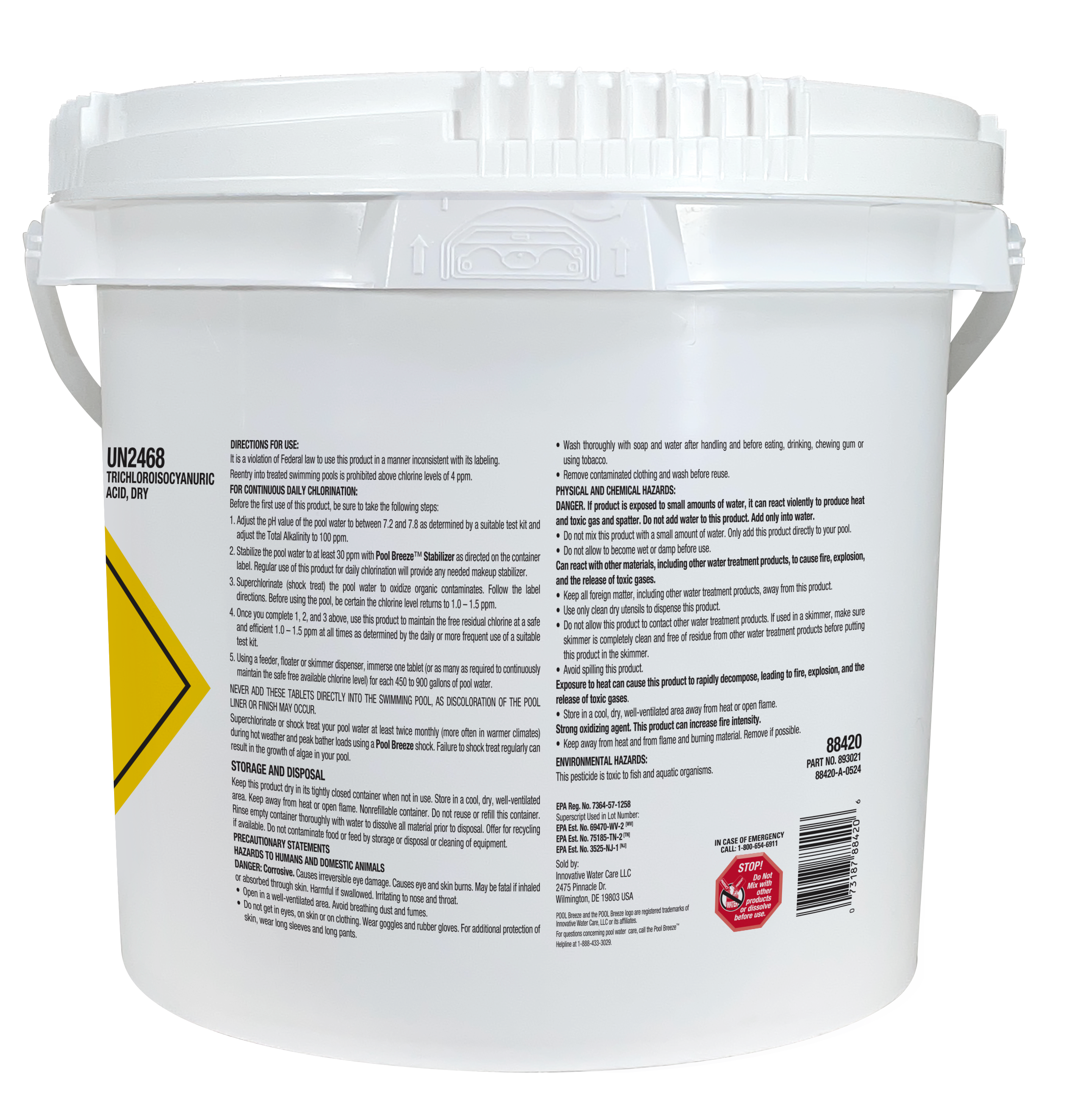 POOL BREEZE 1" CHLORINATING TABLETS 1" TRICHLOR TABLETS 25 LB image 2