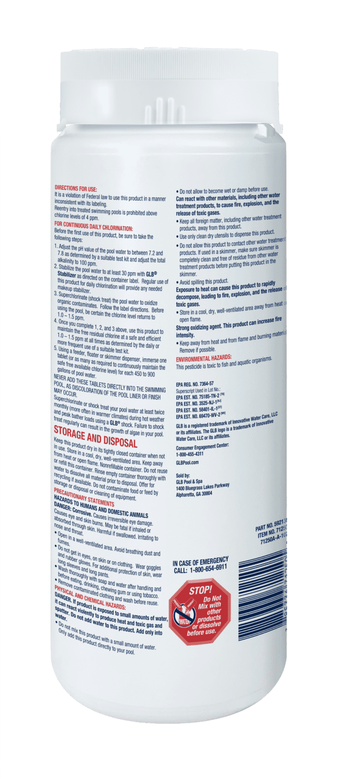 GLB 1" CHLORINE TAB PAIL HAZMAT 5 LB image 2