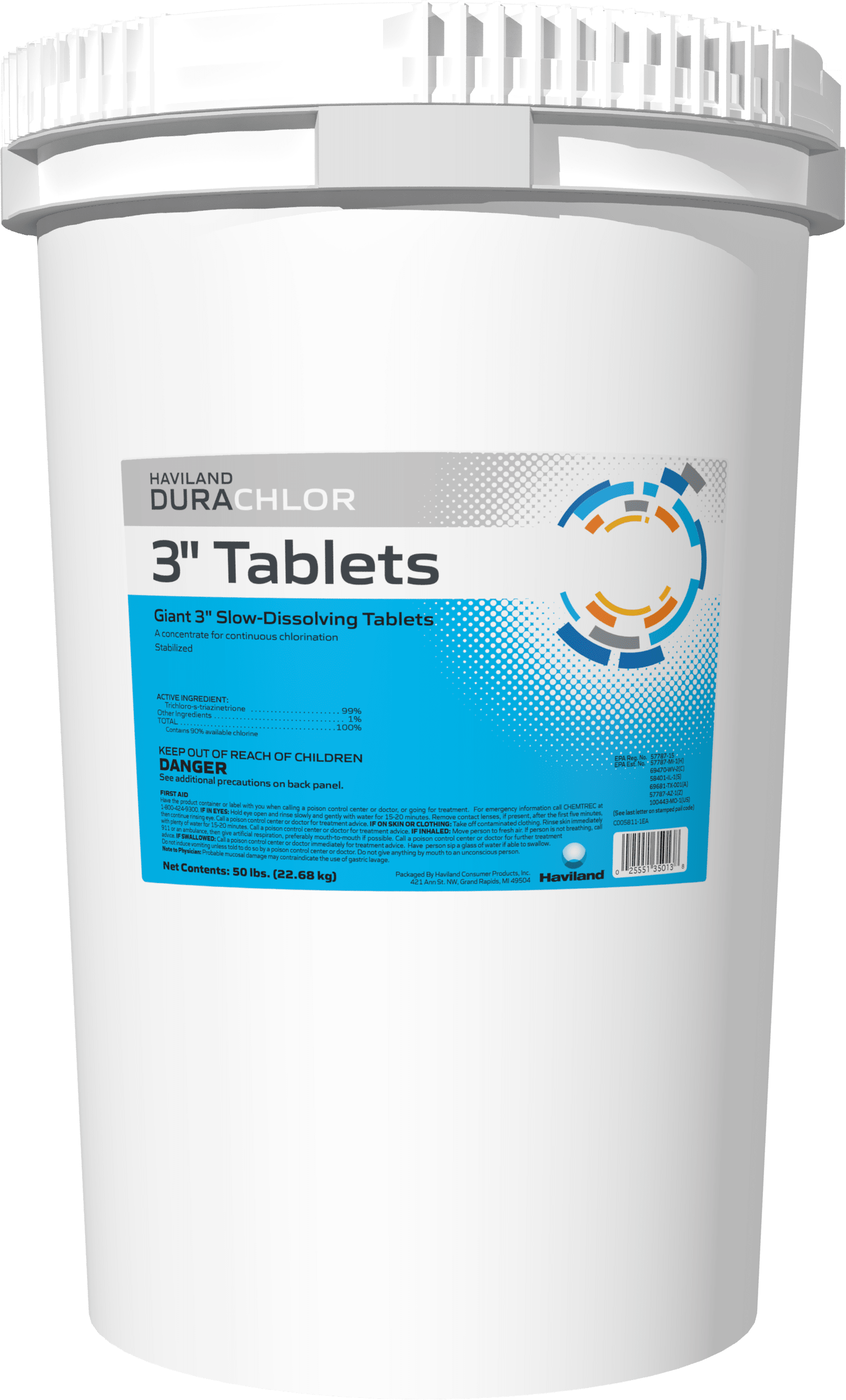Durachlor 3" Tablets Wrapped, 50 lb Pail - product image